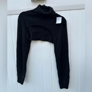 Black Shrug Turtleneck Sweater